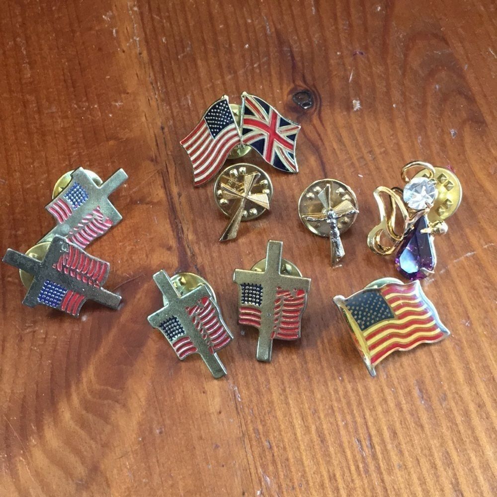 Lapel Pins X 9 - God Nation Angel Crucifix